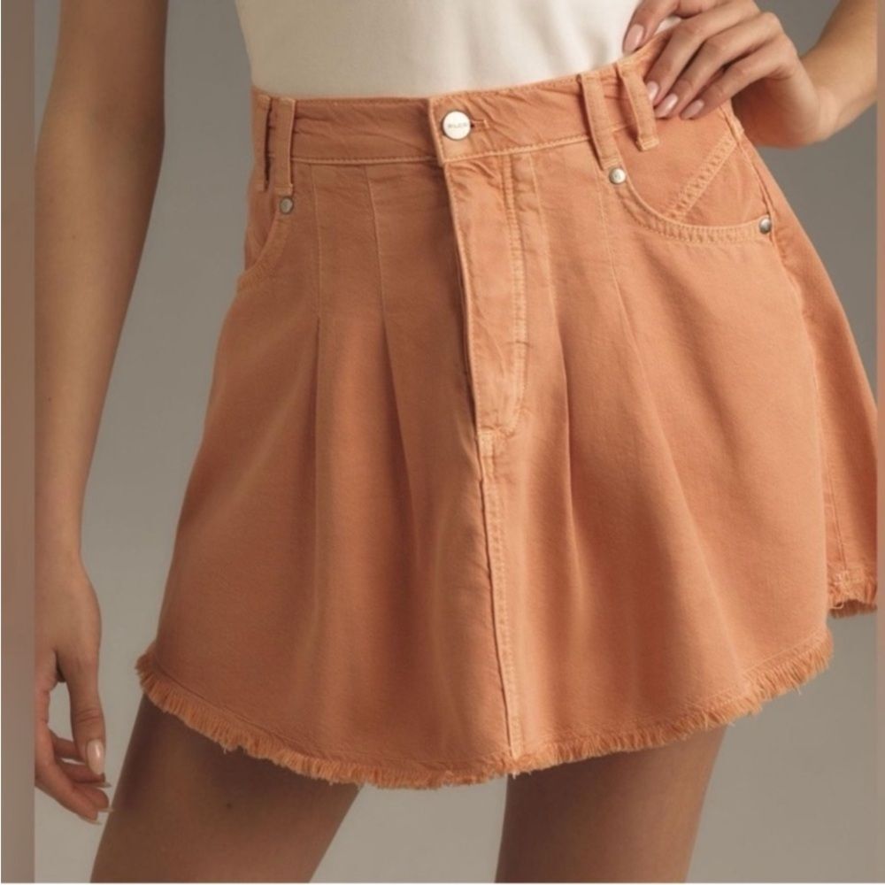 NWT Anthropologie Pilcro Pleated Micro Denim Skirt Size 10 in Pink/Rose‎ Orange